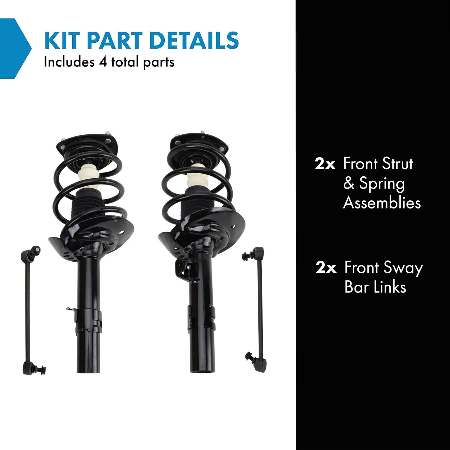 TRQ Front Suspension Kit Complete Strut & Coil Spring Assembly Sway Bar Stabilizer Link Compatible with 2014-2017 Honda Accord