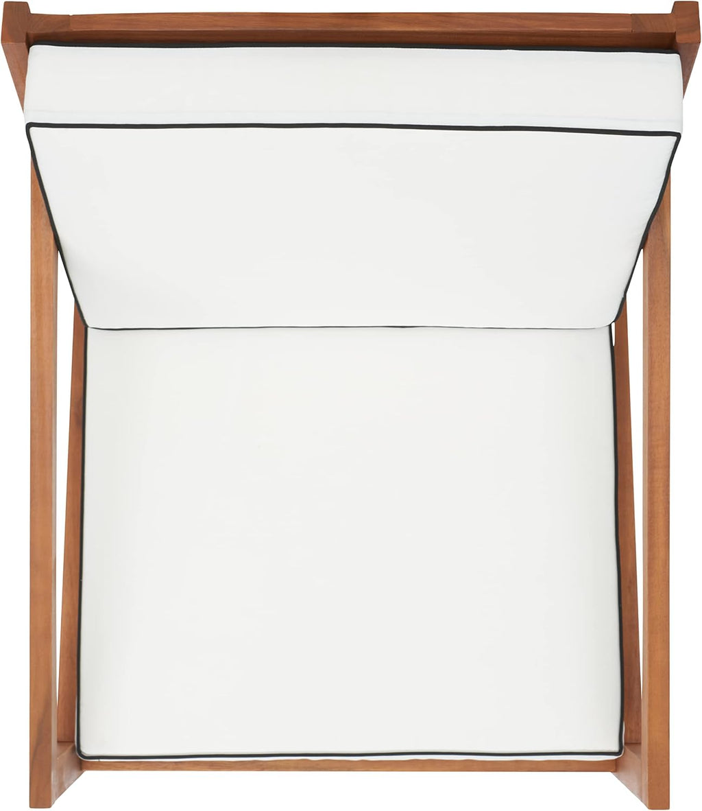 SAFAVIEH Outdoor Collection Vernon Natural/Beige Cushion with Black Piping Rocking Chair