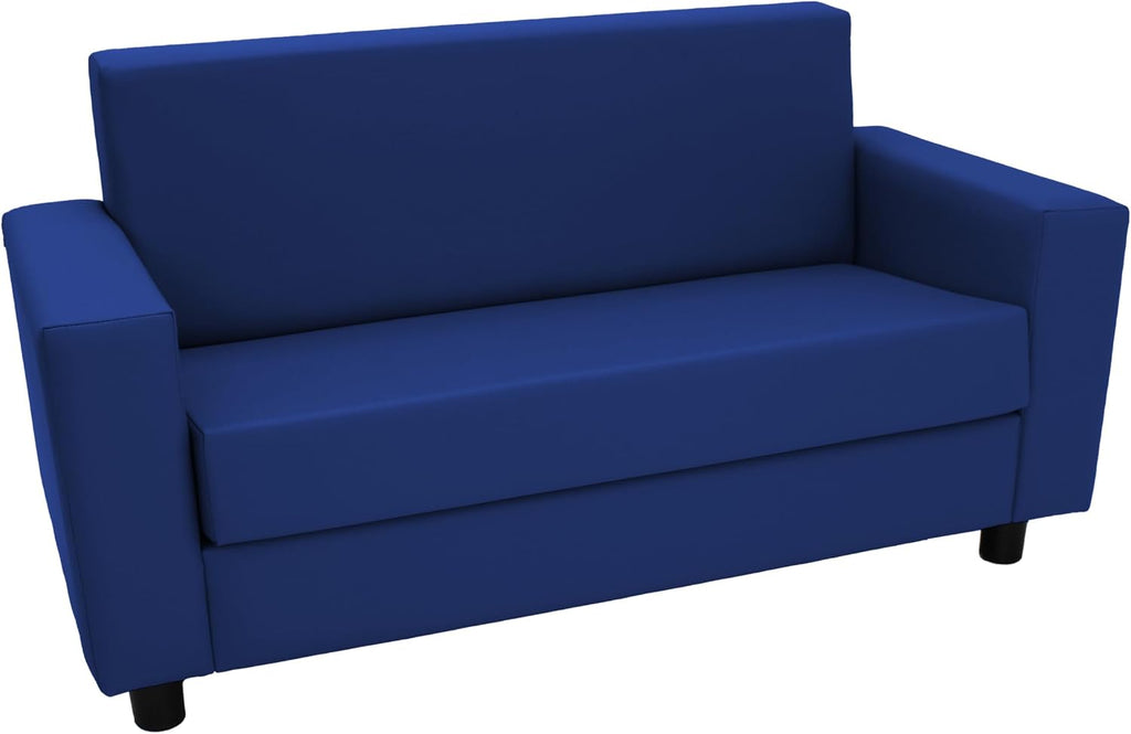 Factory Direct Partners SoftScape Inspired Playtime Classic Reading Sofa, Children's Commercial-Grade Upholstered Furniture for Home, Daycare, Preschool, Library; Comfy Modern Design - Blue, 14473-BL