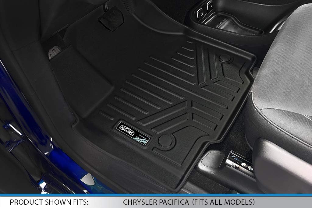 SMARTLINER Floor Mats 3 Rows and Cargo Liner Behind 3rd Row Set Compatible with 2017-2020 Chrysler Pacifica