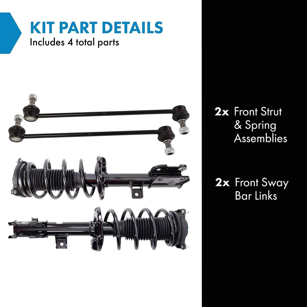 TRQ Front Suspension Kit Complete Strut & Coil Spring Assembly Sway Bar Stabilizer Link Compatible with 2015-2020 Kia Sedona