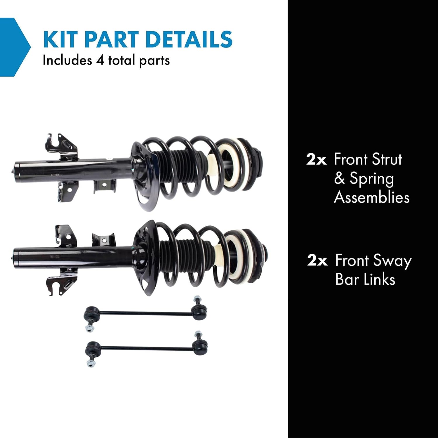 TRQ Front Suspension Kit Complete Strut & Coil Spring Assembly Sway Bar Stabilizer Link Compatible with 2014-2022 Jeep Cherokee