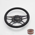 14'' Billet Full Wrap 9 Bolts Steering Wheel with 2'' Dish and Horn Button (Black)