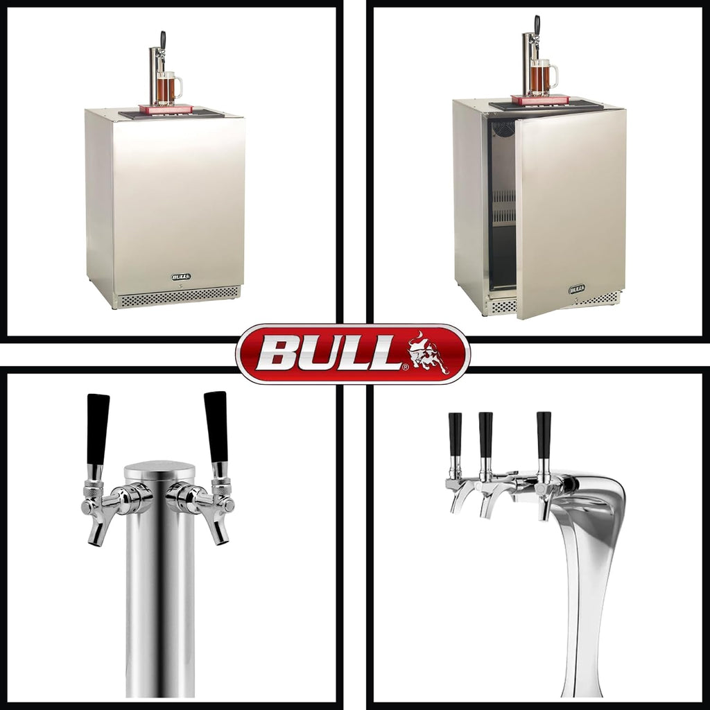 Bull Outdoor Products Outdoor Rated Kegerator – 304 Stainless Steel Single Tap Beer Fridge with Digital Temperature Control, Front Venting, and Locking Door – Built-In or Freestanding