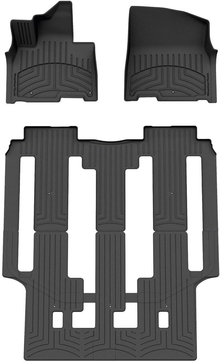WeatherTech FloorLiner HP Custom Fit Floor Mats for Kia Carnival Full Set (441672-1-2IM), Black