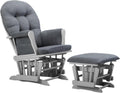 HomeStock Glider and Ottoman Set - Padded Arms, Storage Pockets, Metal Bearings Gray and Dark Gray