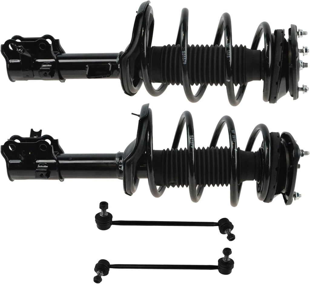TRQ Front Suspension Kit Complete Strut & Coil Spring Assembly Sway Bar Stabilizer Link Compatible with 2006-2011 Hyundai Accent Kia Rio Rio5