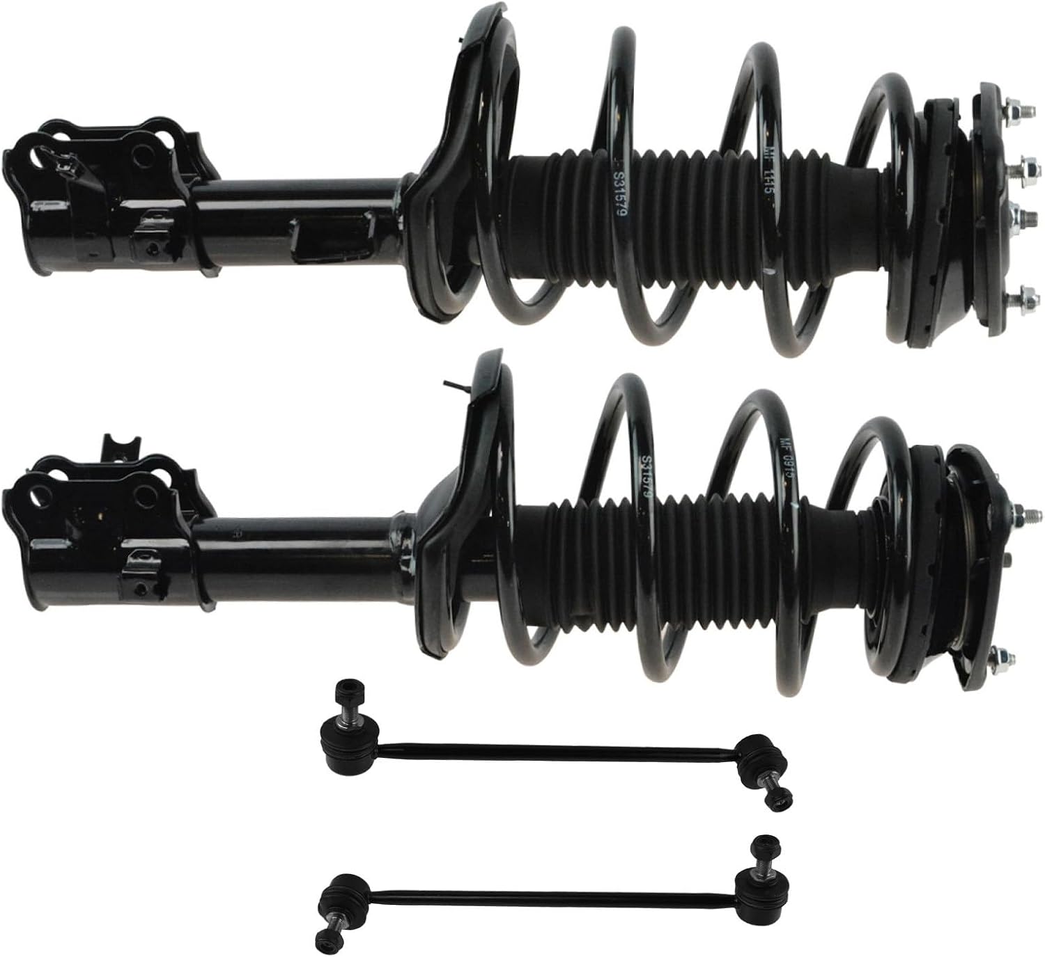 TRQ Front Suspension Kit Complete Strut & Coil Spring Assembly Sway Bar Stabilizer Link Compatible with 2006-2011 Hyundai Accent Kia Rio Rio5