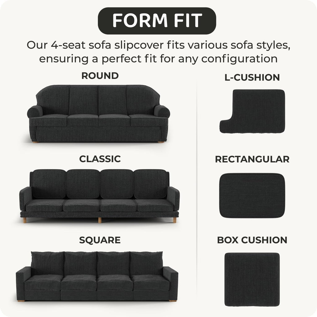 PAULATO BY GA.I.CO. Stretch Sofa Slipcover 1-Piece Elastic Couch Covers for 3-Seater & 4-Seater Sofa Loveseat Armchair Non-Slip Cover Machine Washable Protector – Crisp White (86'-120' Wide)