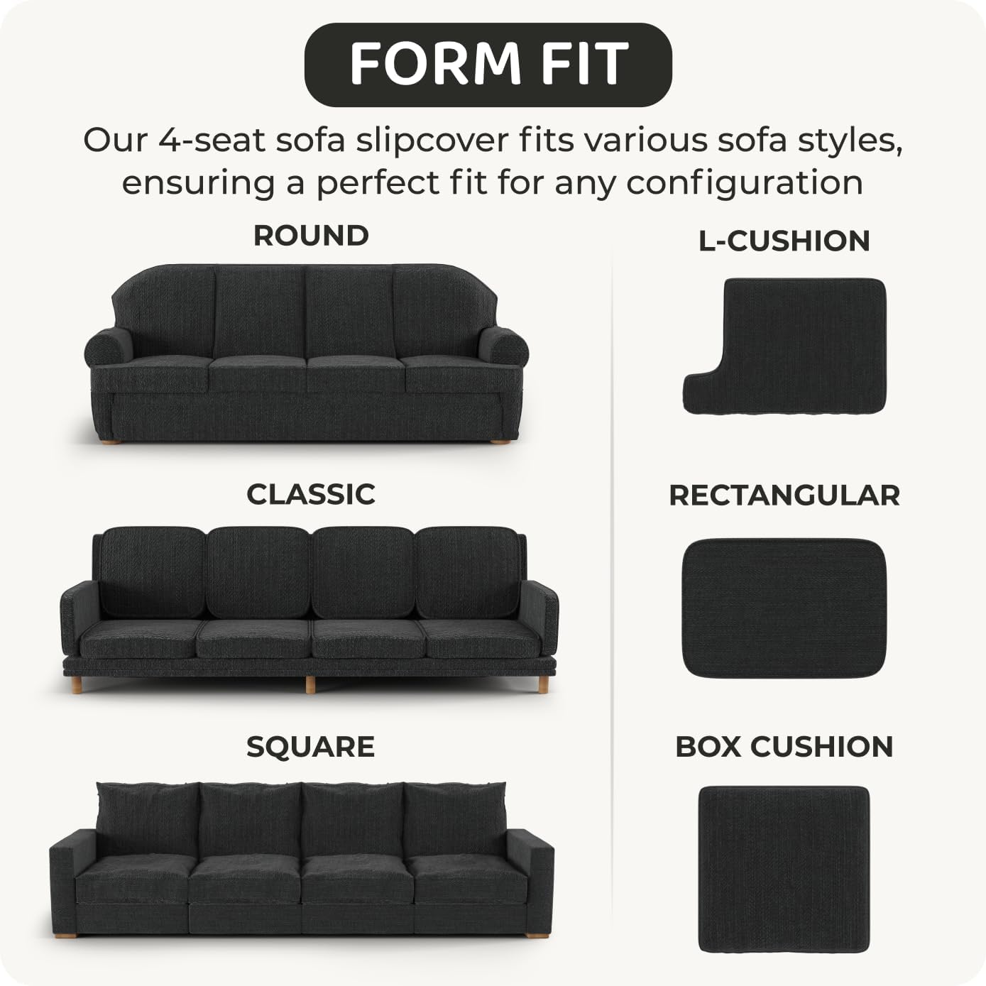 PAULATO BY GA.I.CO. Stretch Sofa Slipcover 1-Piece Elastic Couch Covers for 3-Seater & 4-Seater Sofa Loveseat Armchair Non-Slip Cover Machine Washable Protector – Crisp White (86'-120' Wide)