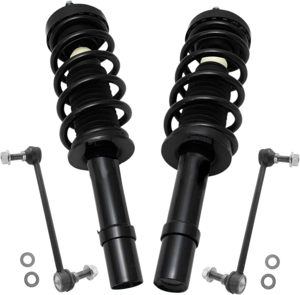 TRQ Front Suspension Kit Shock & Spring Strut Assembly Sway Bar Stabilizer Link Compatible with 2012-2022 Chrysler 300 Dodge Charger