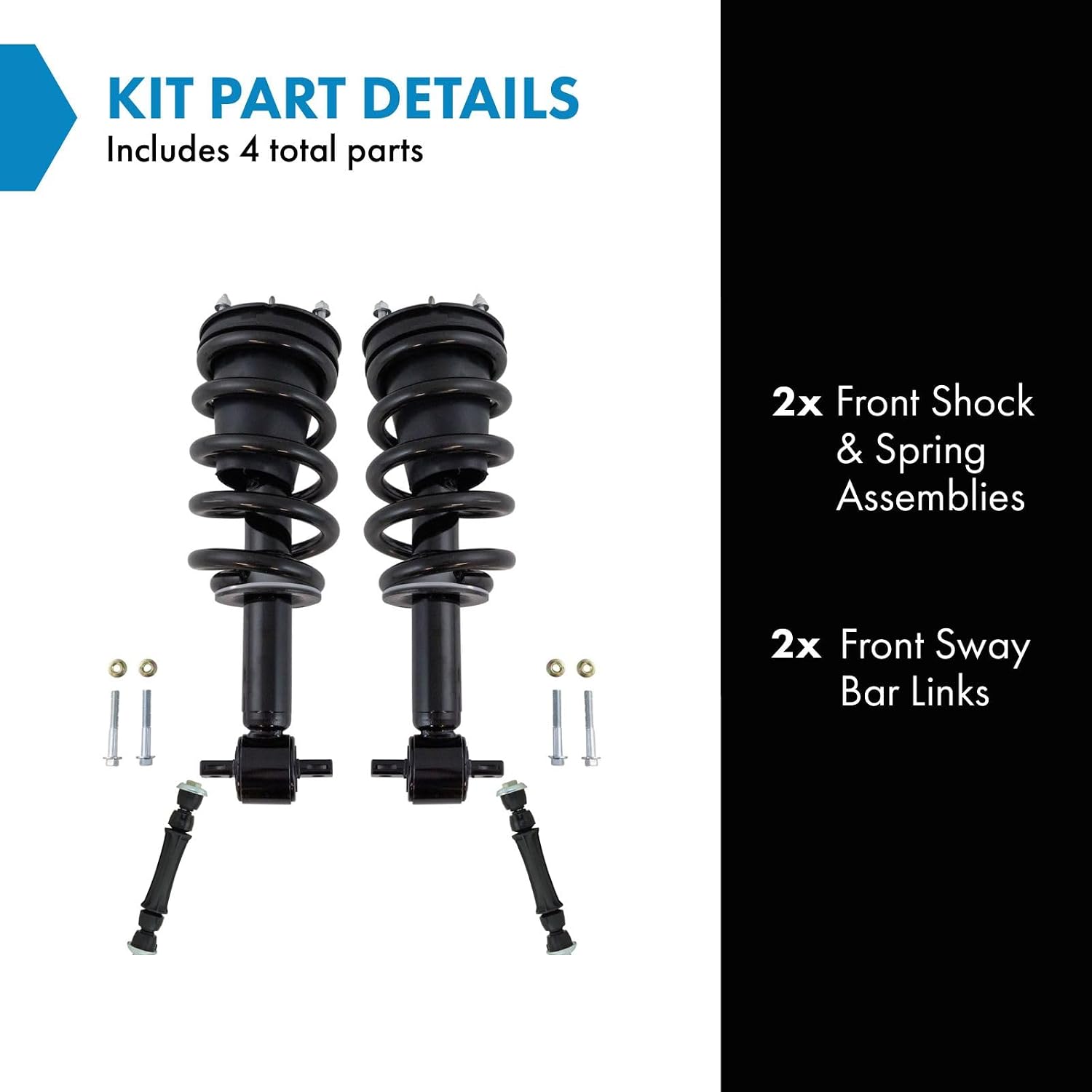 TRQ Front Suspension Kit Shock & Spring Strut Assembly Sway Bar Stabilizer Link Compatible with 2014-2018 Chevrolet Silverado 1500 GMC Sierra 1500