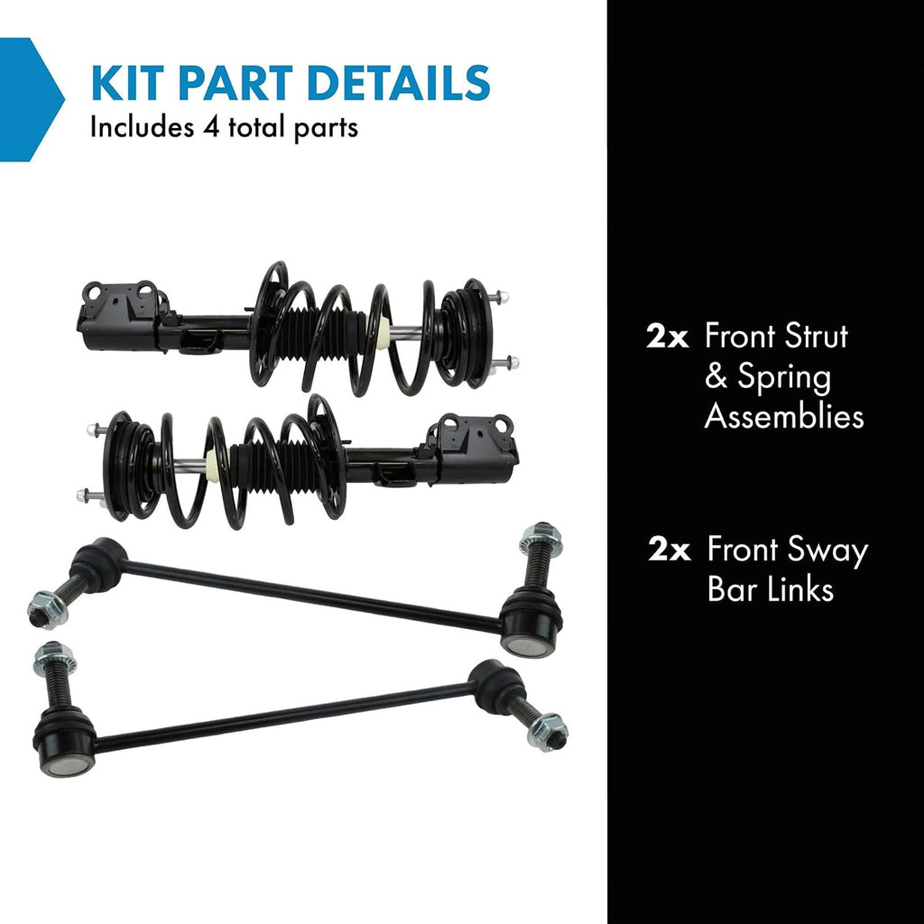 TRQ Front Suspension Kit Complete Strut & Coil Spring Assembly Sway Bar Stabilizer Link Compatible with 2013-2019 Ford Taurus