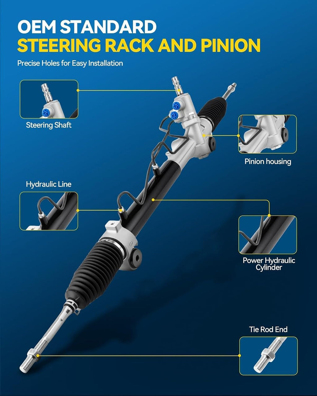 PHILTOP Hydraulic Power Steering Rack & Pinion Kit for 2007-2011 Camry GAS, 2007-2012 ES350, with Outer Tie Rod Ends, Replace# 26-2630
