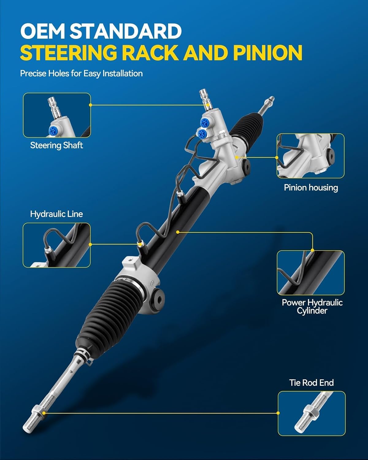 PHILTOP Hydraulic Power Steering Rack & Pinion Kit for 2007-2011 Camry GAS, 2007-2012 ES350, with Outer Tie Rod Ends, Replace# 26-2630