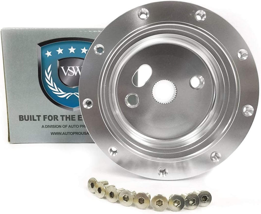 VSW Steering Wheel Hub Adapter 9 Bolt (Silver) Compatible with Flaming River Universal Column STH1016SIL