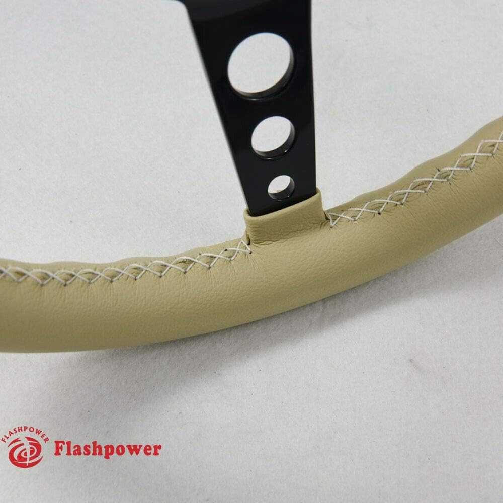 15' Classic Wrapped Steering Wheel 9 bolt with Horn Button-Lightgrey