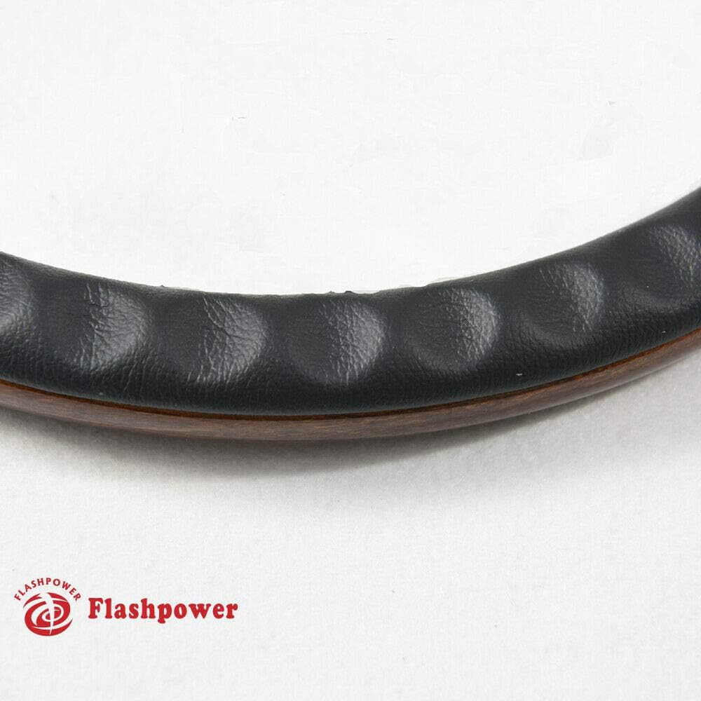 14'' Billet Full Wrap 9 Bolts Steering Wheel with 2'' Dish and Horn Button (Walnut Wood)