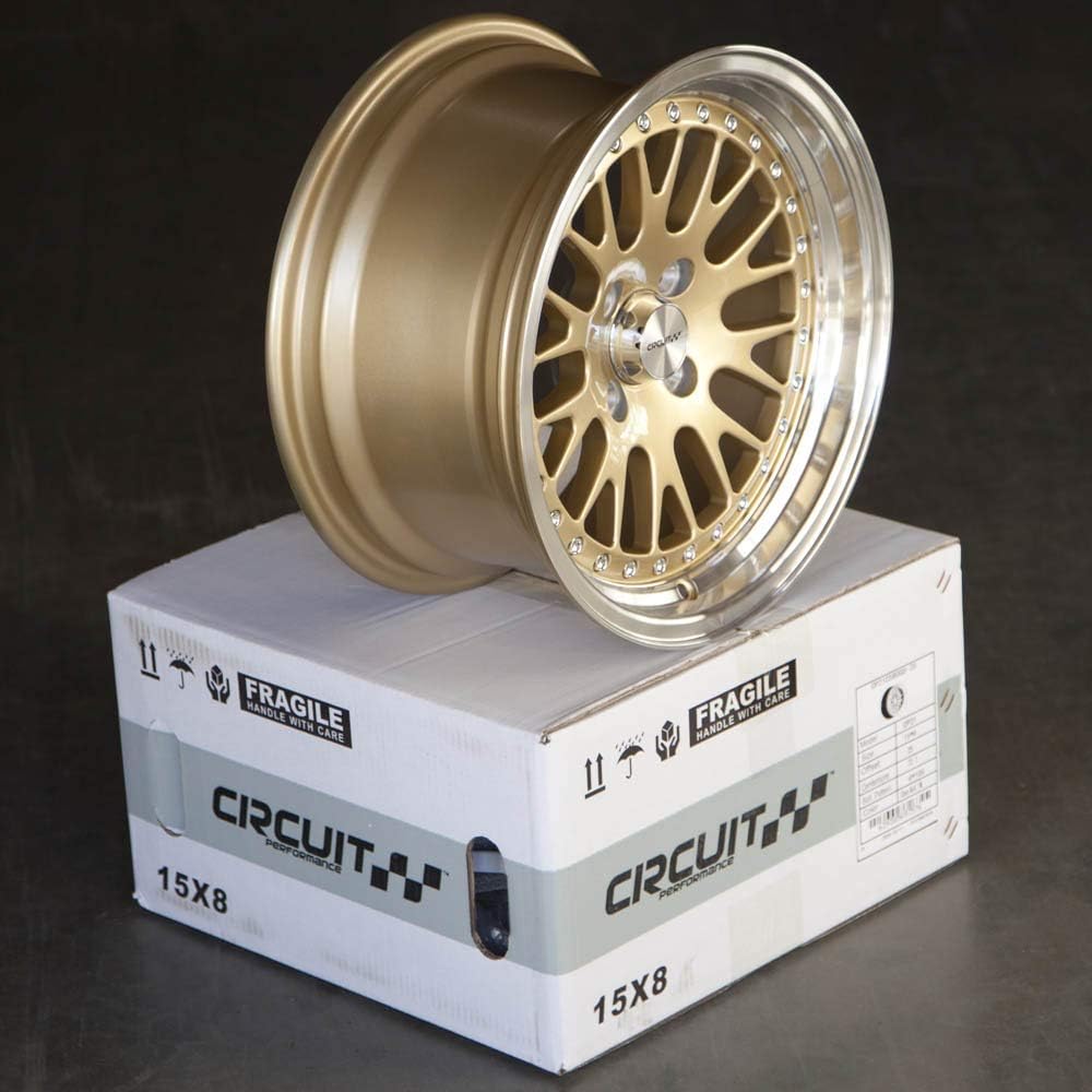 Circuit Performance CP21 15×8 Gloss Gold Wheel 4×100 [+25mm] compatible with Honda Civic EK EG, Acura Integra, BMW E30, Mazda Miata