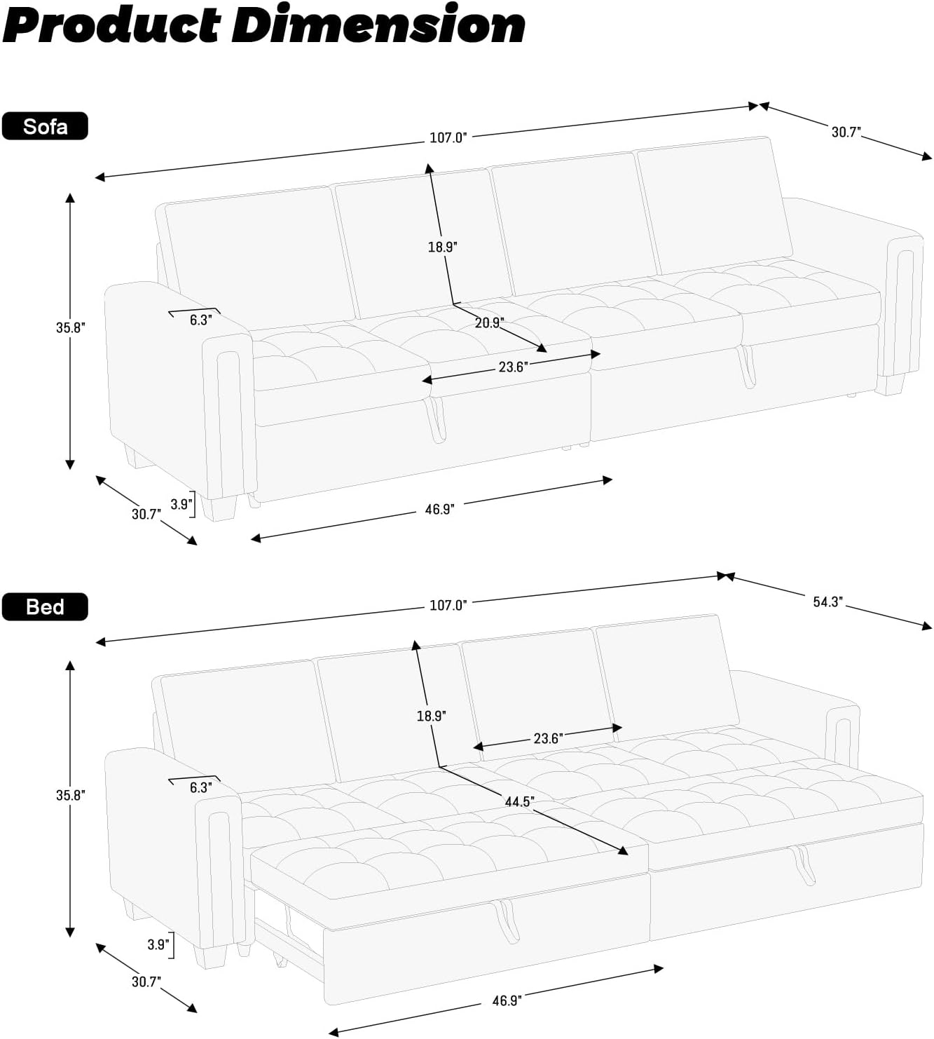 Belffin Modular Sectional Sleeper Sofa with Pull Out Bed Convertible Velvet Sleeper Sofa with Storage Sectional Couches for Living Room Grey