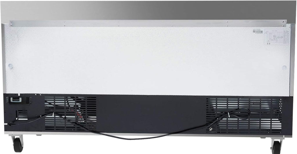 KoolMore 72' Stainless Steel 3 Door Worktop Commercial Refrigerator with 3 1/2 Backsplash - 16.9 cu.ft, Model: RWT-3D-16C
