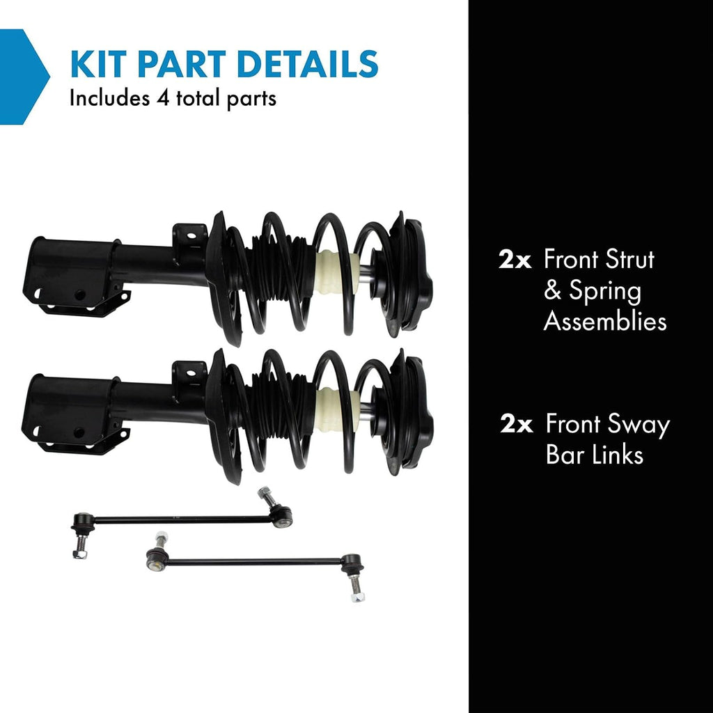 TRQ Front Suspension Kit Complete Strut & Coil Spring Assembly Sway Bar Stabilizer Link Compatible with 2008-2012 Mercedes-Benz C300 2012-2015 C350