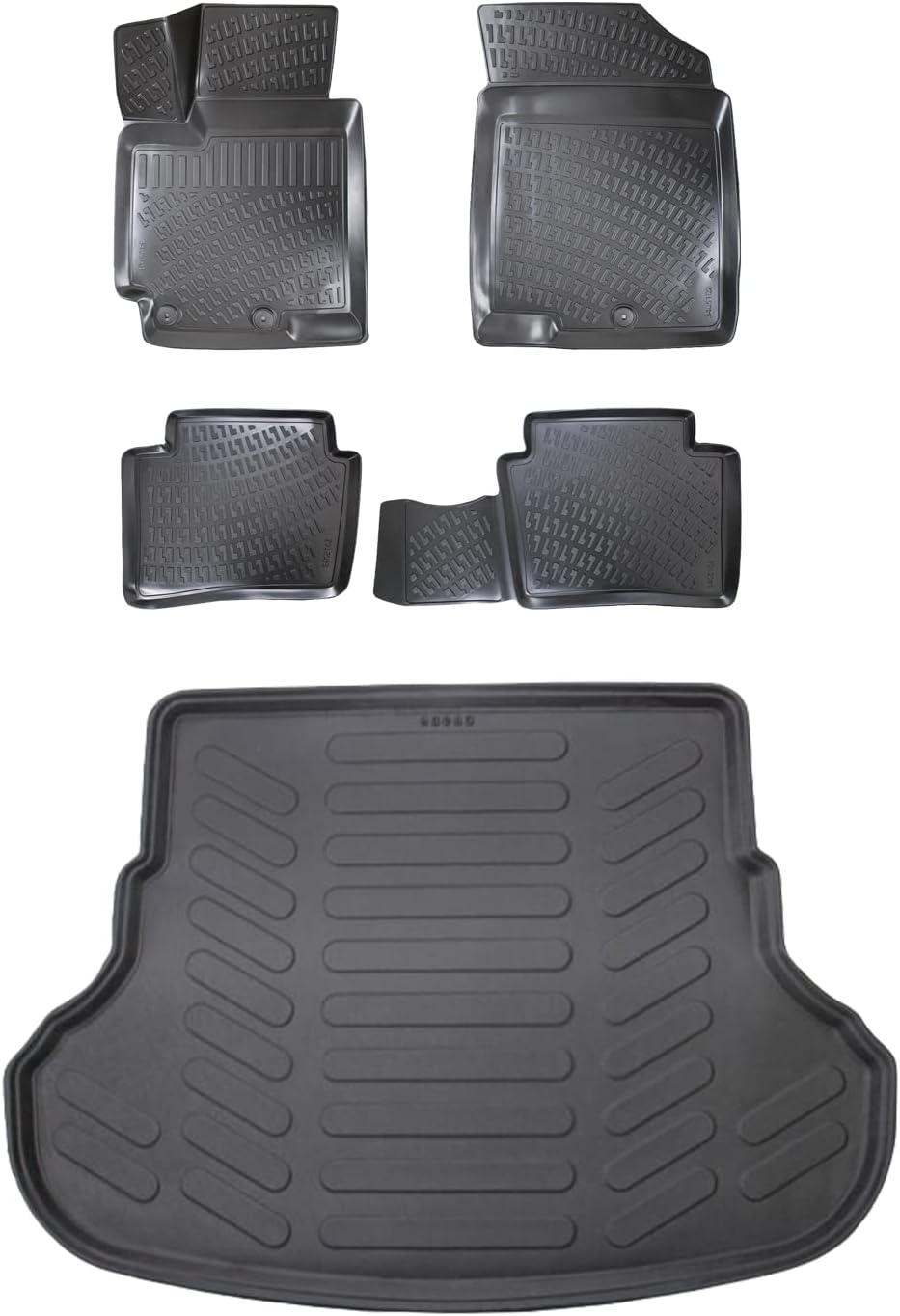 Floor Mats & Cargo Liner fits Hyundai Accent Blue 2011-2018, Custom Fit All-Weather TPE Floor Liners, 3D Laser Measured, Waterproof, Durable, Black (Front, Rear & Cargo Set)