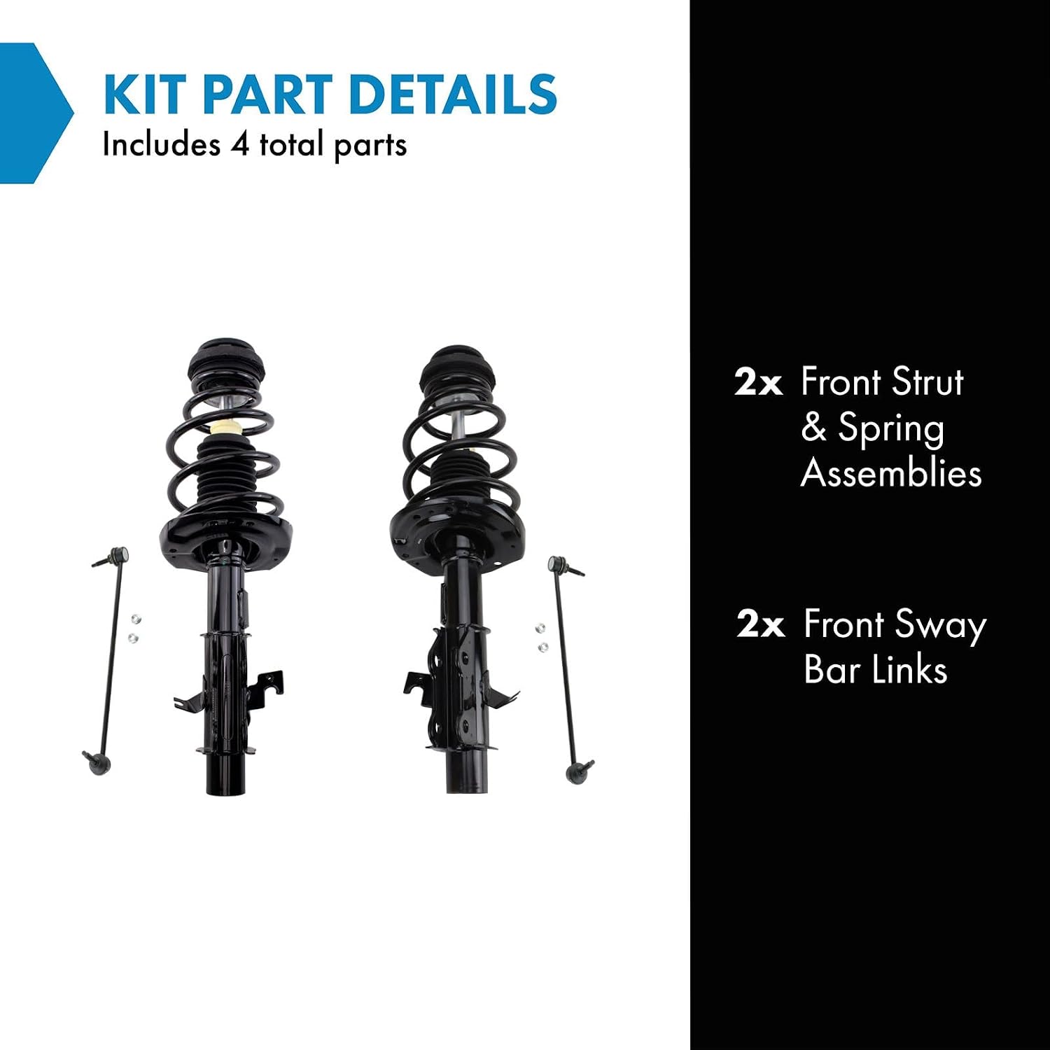 TRQ Front Suspension Kit Complete Strut & Coil Spring Assembly Sway Bar Stabilizer Link Compatible with 2010-2015 Chevrolet Camaro