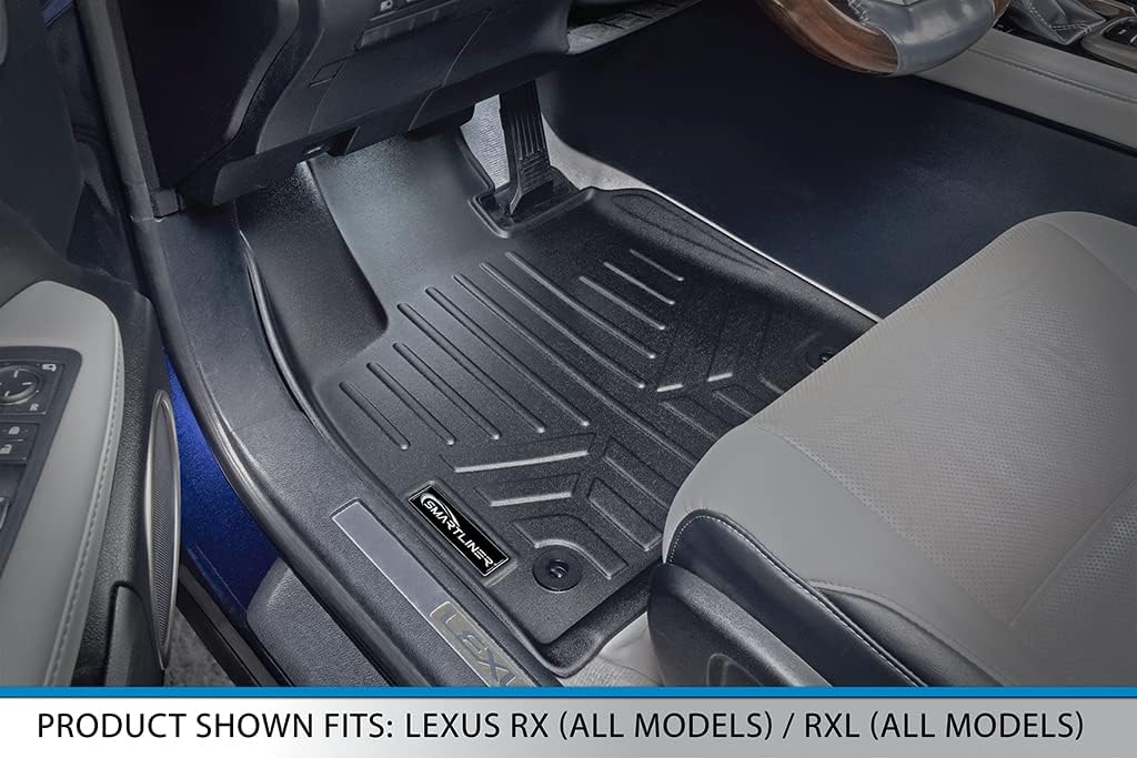 SMARTLINER All Weather Custom Fit 3 Row Floor Mat Liner Set Compatible with 2018-2022 Lexus RX L/RX L Hybrid (6 Passenger Models)