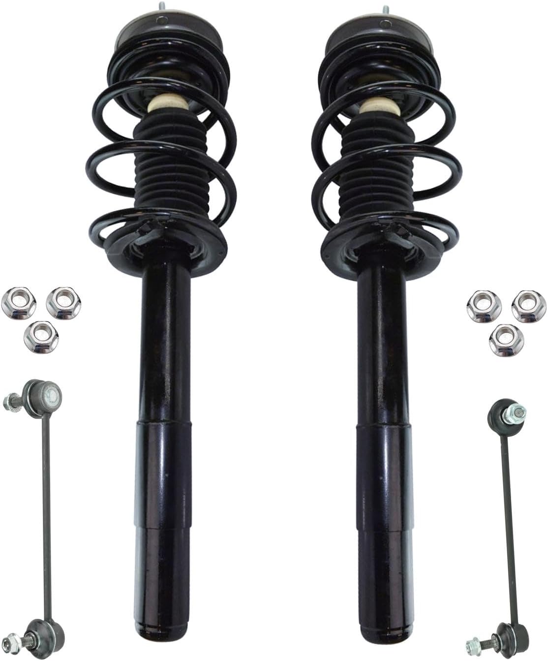 TRQ Front Suspension Kit Complete Strut & Coil Spring Assembly Sway Bar Stabilizer Link Compatible with 2001-2003 BMW 525i 1997-2000 528i 530i