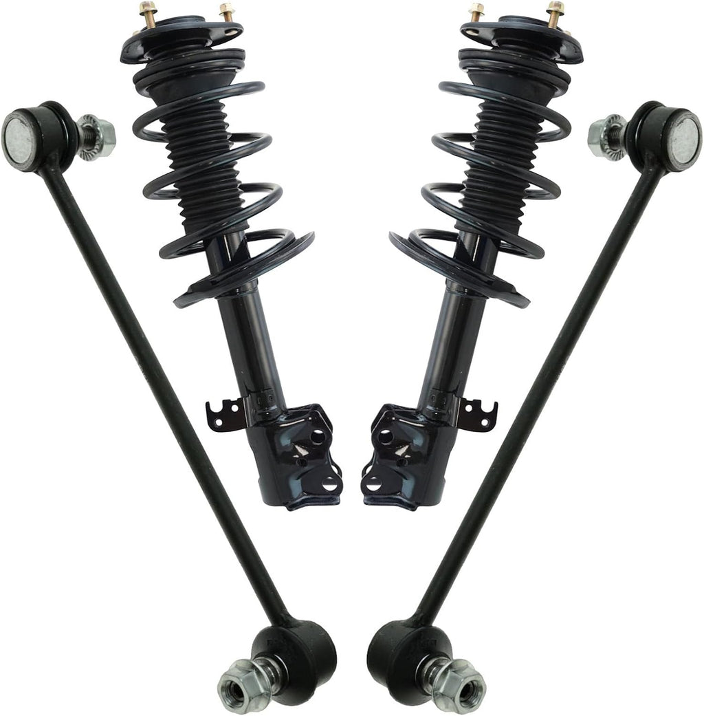 TRQ Front Suspension Kit Complete Strut & Coil Spring Assembly Sway Bar Stabilizer Link Compatible with 2014-2019 Toyota Corolla