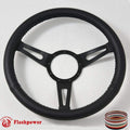 14' Classic Wrapped Steering Wheel 9 bolt with Horn Button-Black