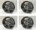 WHEEL PROS 18x8.0 M5 F10 Style Wheels, Set of 4, Gun Metal Machined Face, Compatible with BMW E90 E93 325i 328i 330i 335i E46 E92 M Sport, Front and Rear Lower Position, Black Alloy Steel Wheels