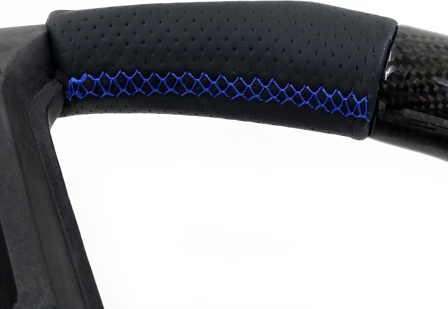 IKON MOTORSPORTS, Steering Wheel Compatible with 2010-2014 Ford Mustang, Steering Wheel Bodykit Replacement Carbon Fiber & Leather Blue Stitch & Indicator, 2011 2012 2013