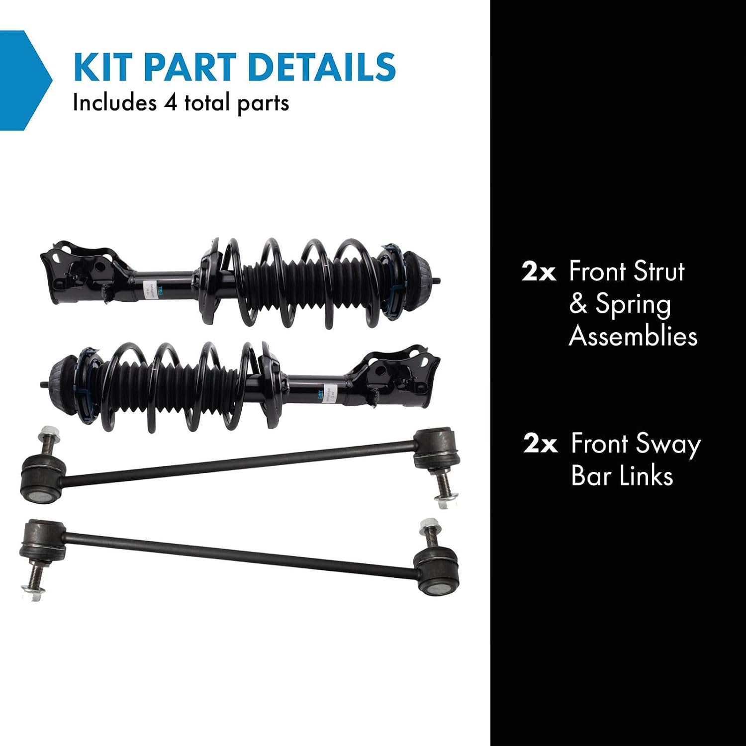 TRQ Front Suspension Kit Complete Strut & Coil Spring Assembly Sway Bar Stabilizer Link Compatible with 2016-2022 Honda HR-V