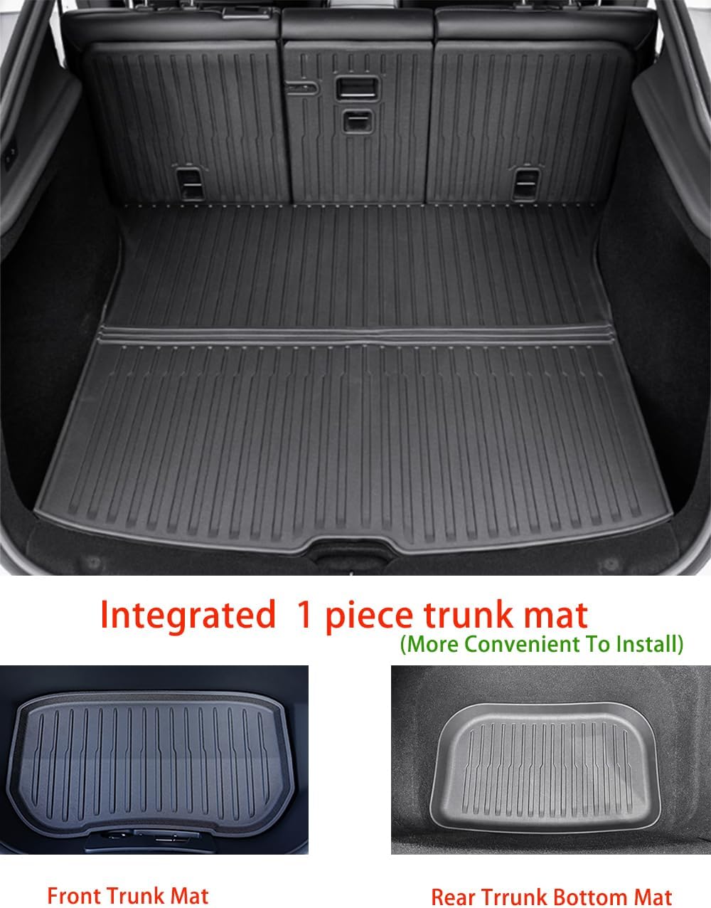Compatible with 2026 Tesla Model Y Juniper(Not fit Standard) 5 Seater Double Layer Floor Mats & Trunk Mat & Back Seat Protector & Frunk Mat & Rear Cargo Storage Tray Covers(9 Piece Set)