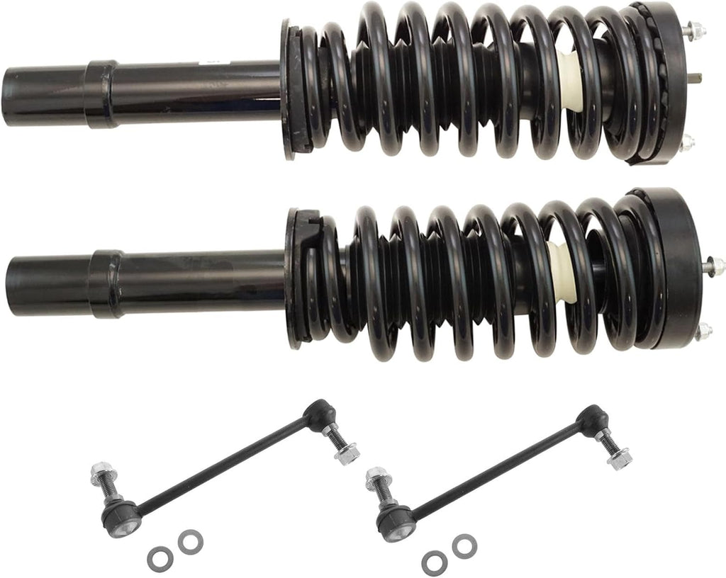 TRQ Front Suspension Kit Complete Strut & Coil Spring Assembly Sway Bar Stabilizer Link Compatible with 2005-2011 Chrysler 300 2007-2010 Dodge Charger 2005-2008 Magnum