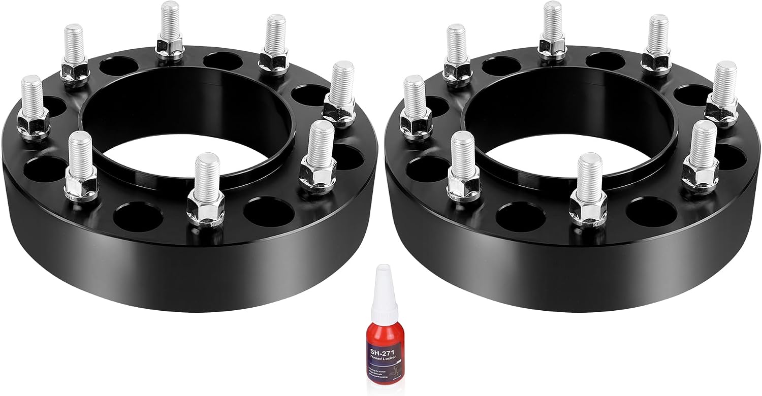 YIZBAP 2PCS 8x200 Hubcentric Wheel Spacers, 2 inch 8x200mm Wheel Spacers 142mm Hub Bore M14x1.5 Thread Pitch for Front Wheels 2005-2025 F350 Super Duty DRW,2019-2023 Ram 3500 Duallly DRW