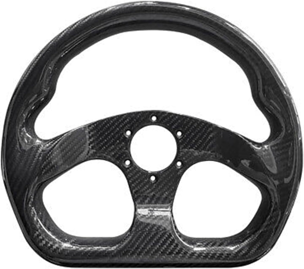 Universal 320mm Real Carbon Fiber Racing Steering Wheel Black (02) | Flat Bottom D shaped ,hard and lightweight ,6 Holes Semicircle Jet