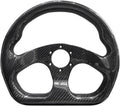 Universal 320mm Real Carbon Fiber Racing Steering Wheel Black (02) | Flat Bottom D shaped ,hard and lightweight ,6 Holes Semicircle Jet