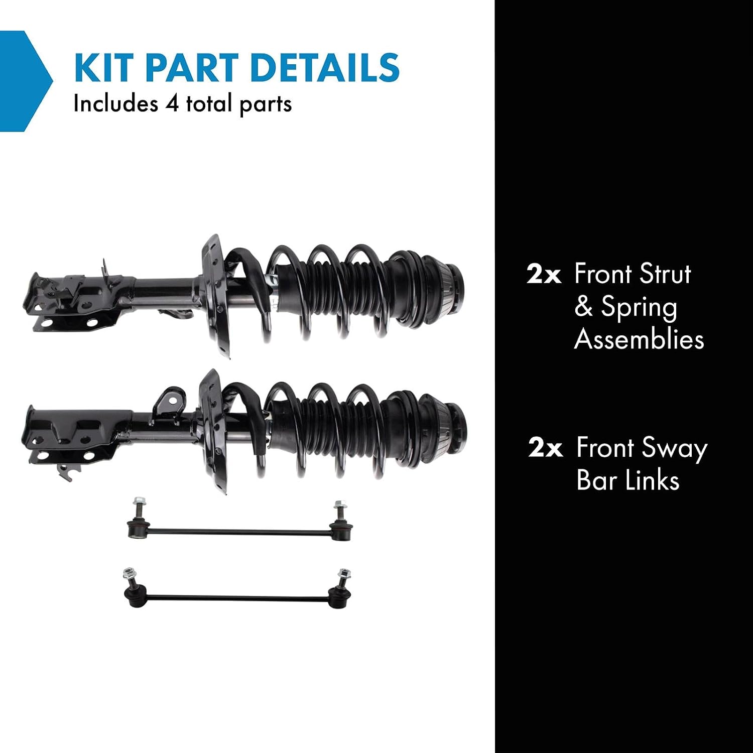 TRQ Front Suspension Kit Complete Strut & Coil Spring Assembly Sway Bar Stabilizer Link Compatible with 2015-2020 Honda FIT