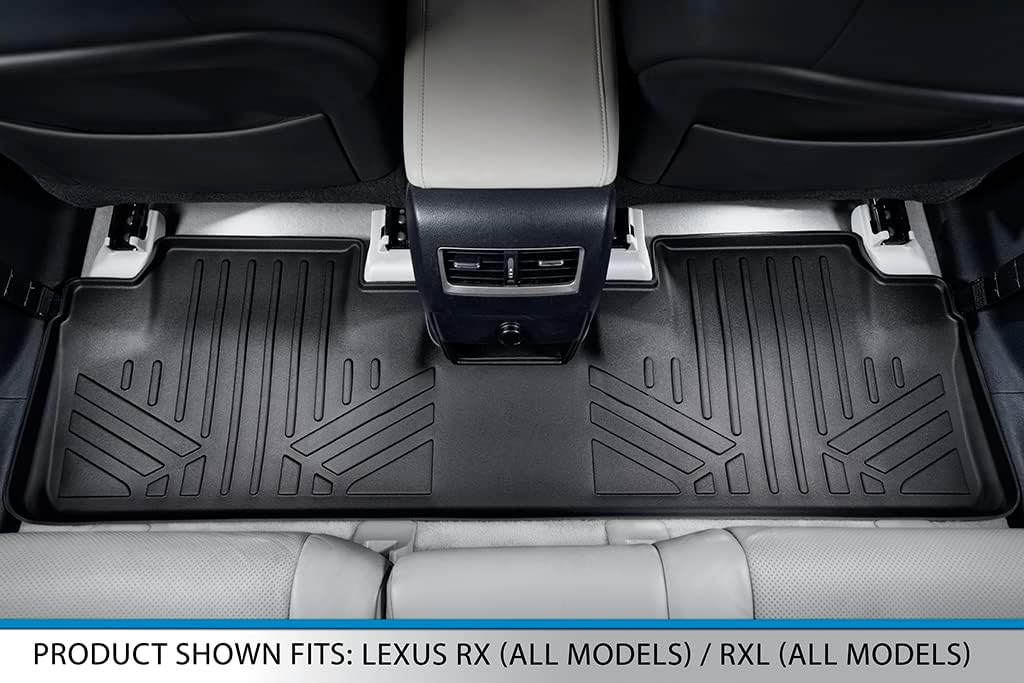 SMARTLINER All Weather Custom Fit 3 Row Floor Mat Liner Set Compatible with 2018-2022 Lexus RX L/RX L Hybrid (6 Passenger Models)