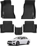 3W Floor Mats for Benz E-Class 2017-2023 Sedan & Wagon Only, E300/E350/E400/E43 AMG/E450/E53 AMG/E550/E63 AMG S TPE All Weather Floor Liner, 1st&2nd Row Full Set Car Liners Black