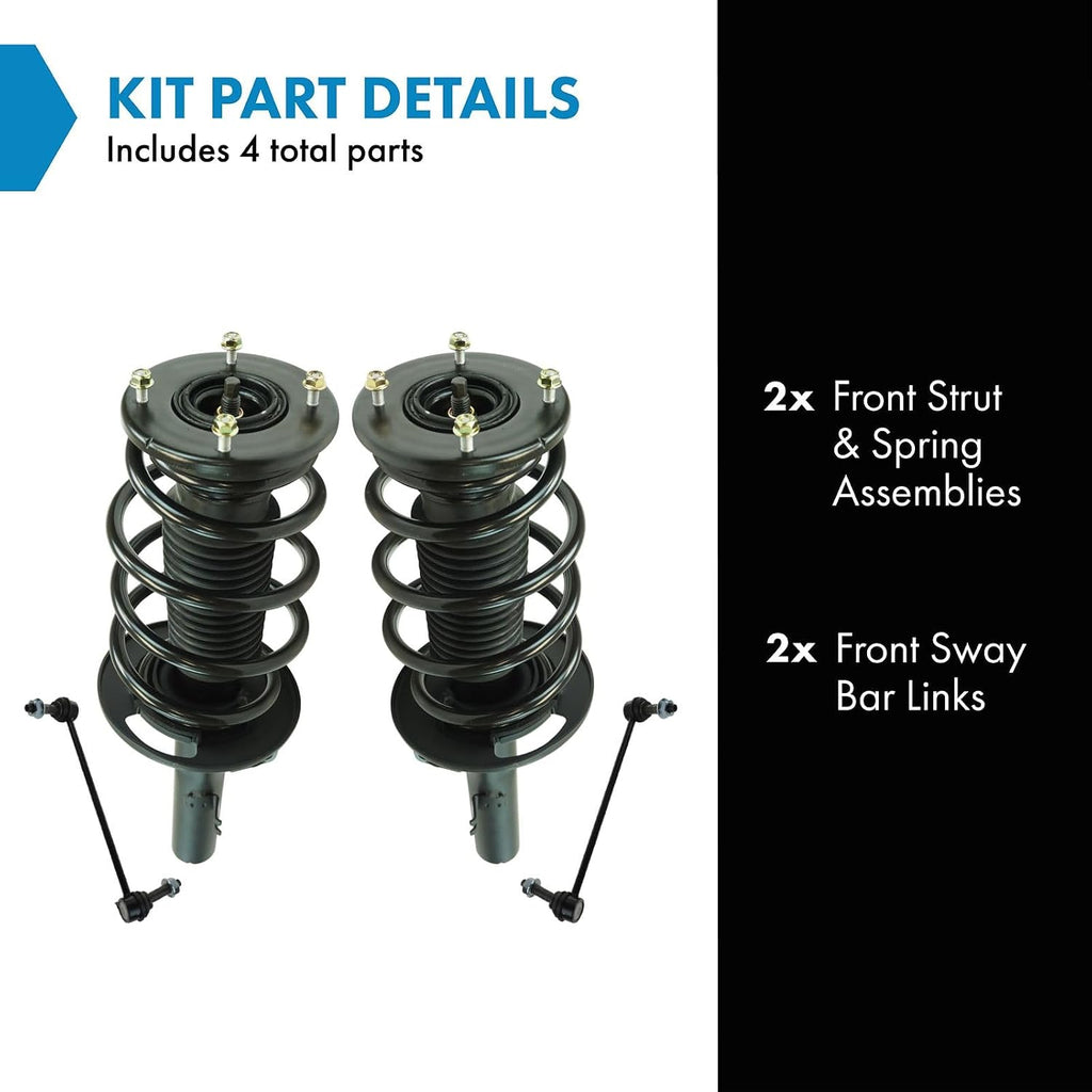TRQ Front Suspension Kit Complete Strut & Coil Spring Assembly Sway Bar Stabilizer Link Compatible with 2010-2012 Ford Taurus