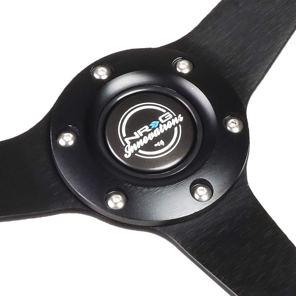 Auto Dynasty NRG Innovations Reinforced RST-037MB-PR Aluminum 350mm 1 Inches Deep Dish Black Spokes Steering Wheel
