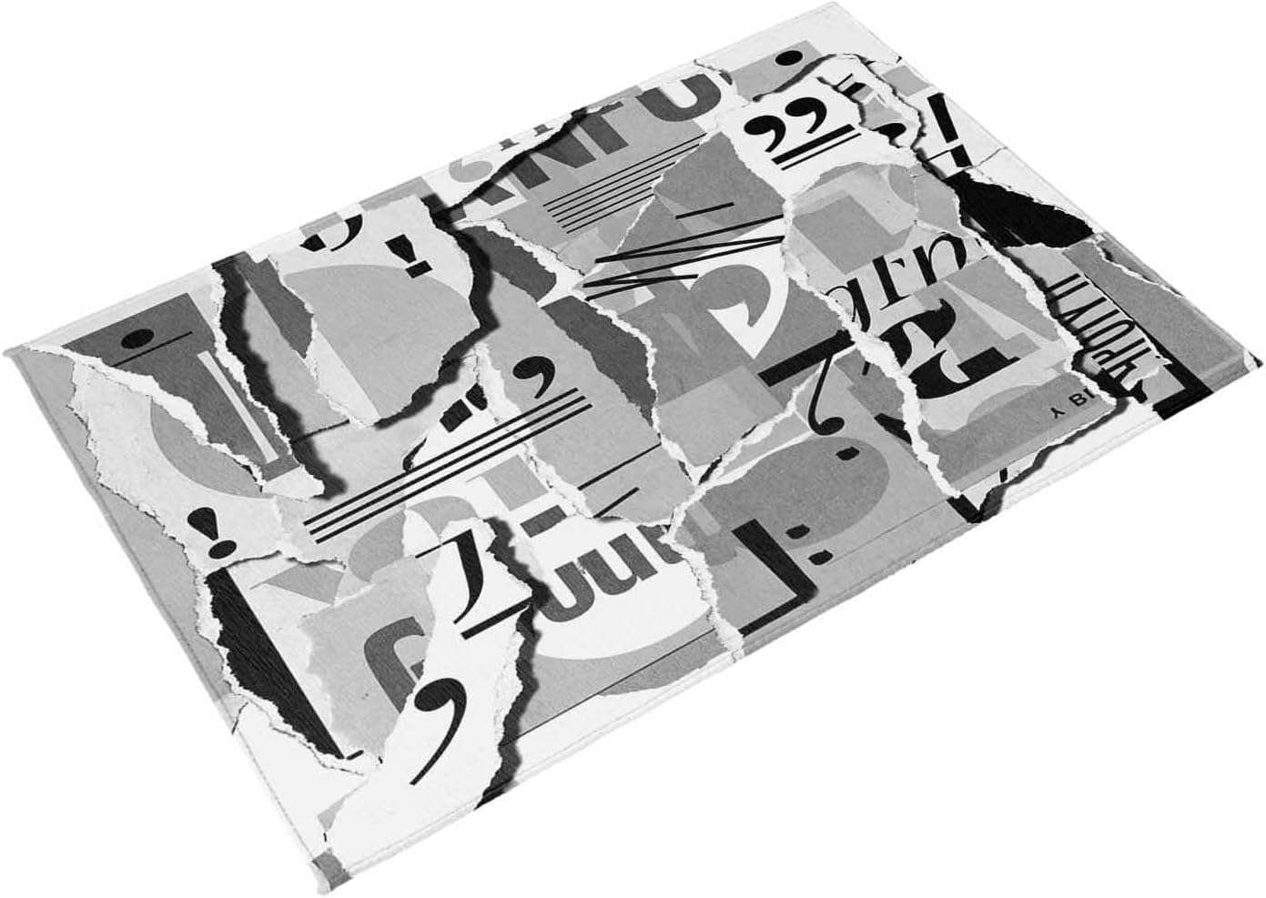 Torn Paper Outdoor Rug for Patio/Deck/Porch, Non-Slip Large Area Rug 4 x 6 Ft, Vintage Abstract Collage Newspaper Art Indoor Outdoor Rugs Washable Area Rugs, Reversible Camping Rug Carpet Runner