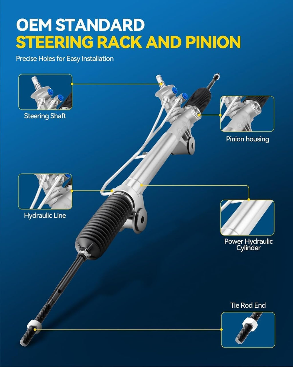 PHILTOP Hydraulic Power Steering Rack & Pinion Kit for 1999-2006 Silverado 1500/Sierra 1500 RWD, 2007 Silverado 1500 Classic/Sierra 1500 Classic, Only RWD, with Outer Tie Rod Ends, Replace# 22-1000