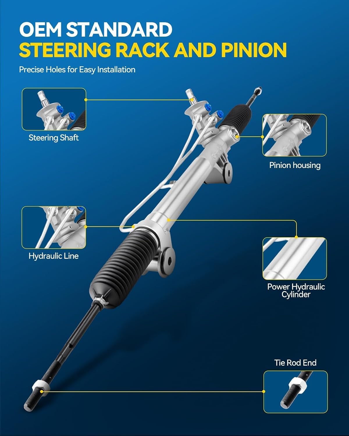 PHILTOP Hydraulic Power Steering Rack & Pinion Kit for 1999-2006 Silverado 1500/Sierra 1500 RWD, 2007 Silverado 1500 Classic/Sierra 1500 Classic, Only RWD, with Outer Tie Rod Ends, Replace# 22-1000
