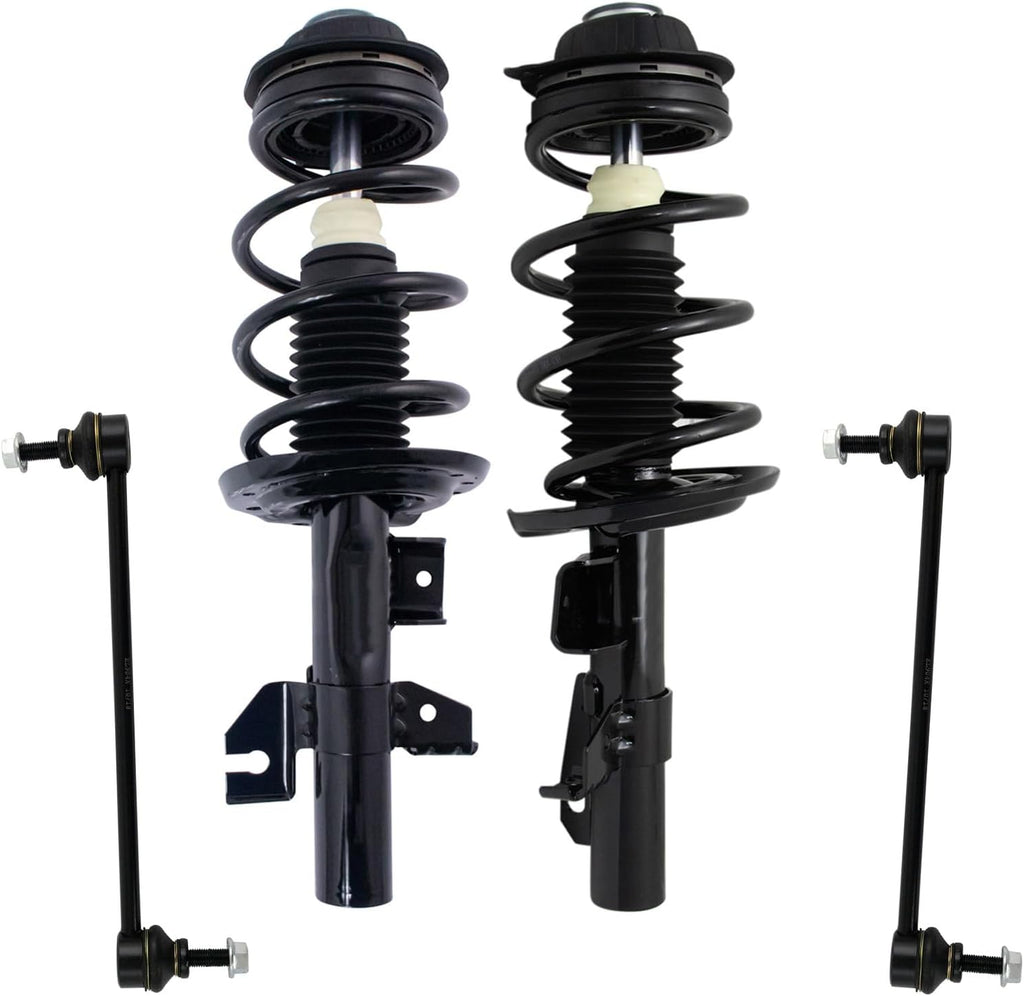 TRQ Front Suspension Kit Complete Strut & Coil Spring Assembly Sway Bar Stabilizer Link Compatible with 2013-2016 Dodge Dart