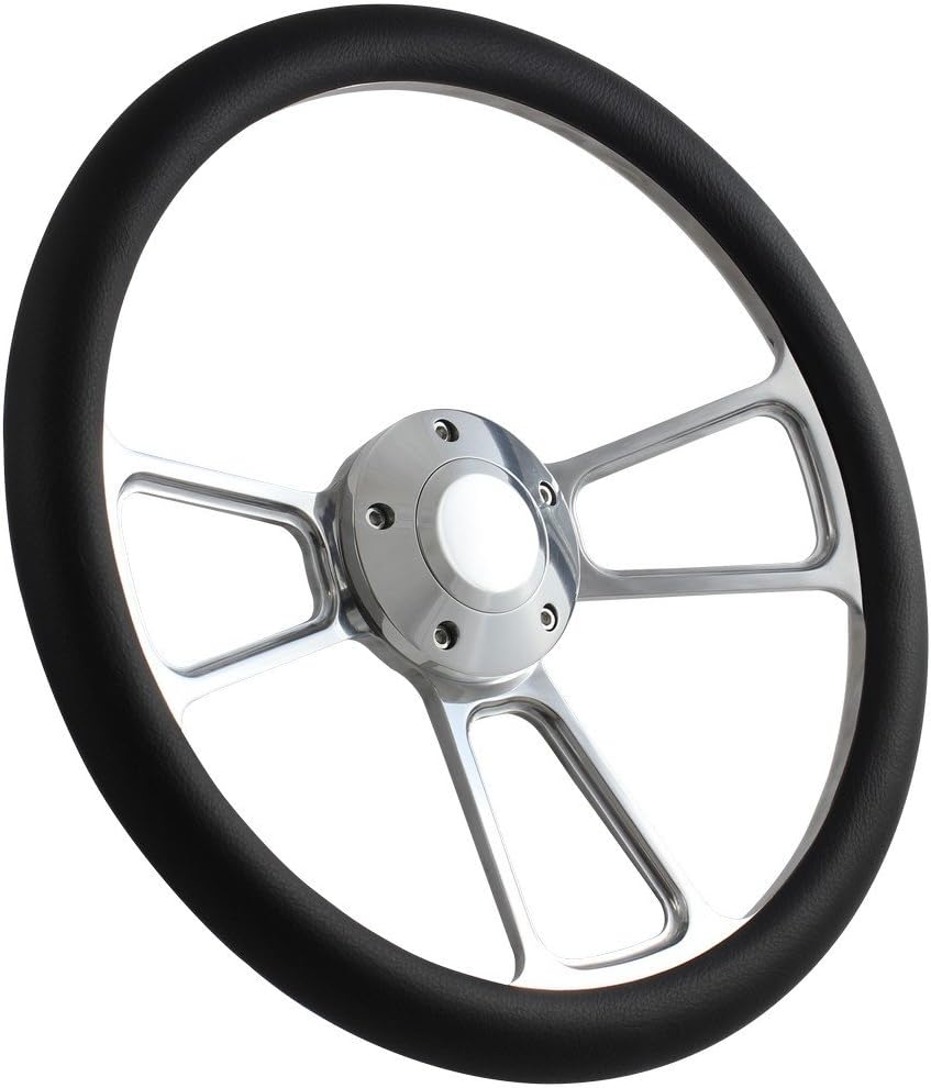 5-bolt Steering Wheel 14 Inch Aluminum with Black Wrap and Horn